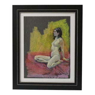 1982 "Art School Model" Oil Pastel Drawing by John Elliot, Framed For Sale