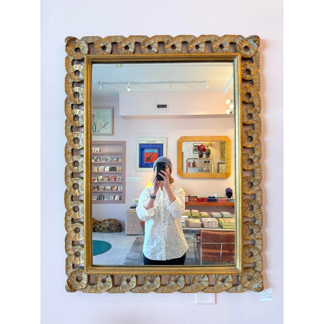 Gold Vintage Hollywood Regency Style Giltwood Mirror For Sale - Image 8 of 8