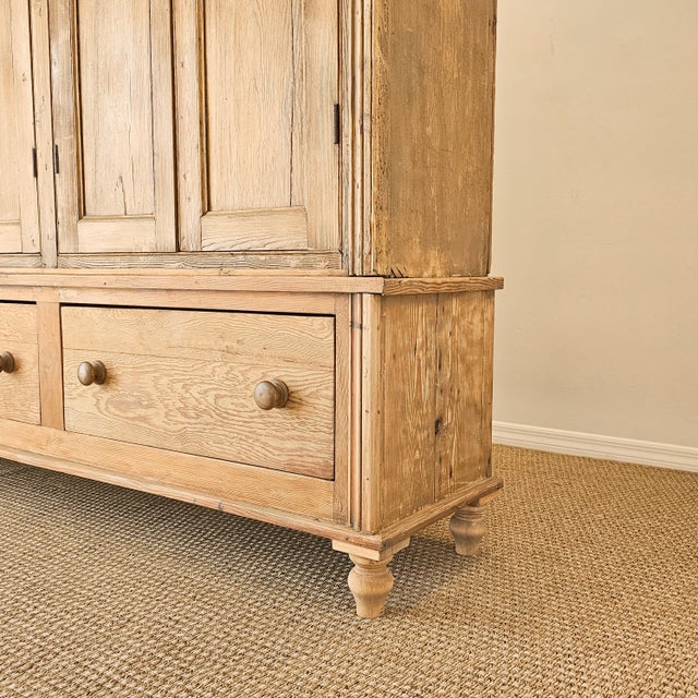 Monumental Antique English Pine Housekeeper’s Cupboard / Linen Press, Circa 1880 For Sale - Image 9 of 16