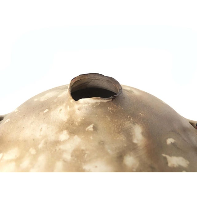 1990s 1990s Modern Art Artisan Fired Ceramic Delicate Vessel Pot With Reed Handle For Sale - Image 5 of 9