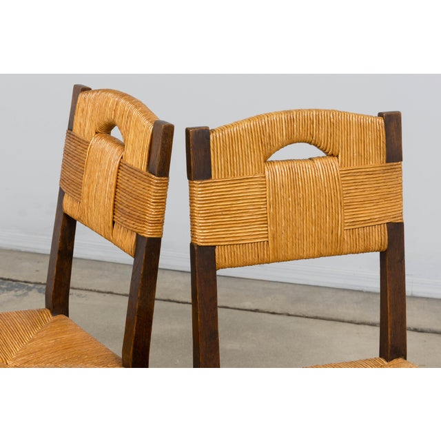 Antique French Provincial Oak Rush Seat Dining Chairs - Set of 6 For Sale - Image 14 of 18