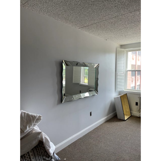 Mid 20th Century Vintage Art Deco Venetian Scalloped Shadowbox Mirror For Sale - Image 5 of 12