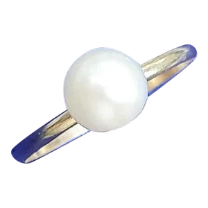 Solitaire Pearl Ring 6MM 14k Yellow Gold, Size 8