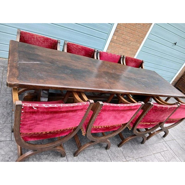 Brown Antique 19th Century Victorian Oak Dining Chairs, Set of 8 For Sale - Image 8 of 10
