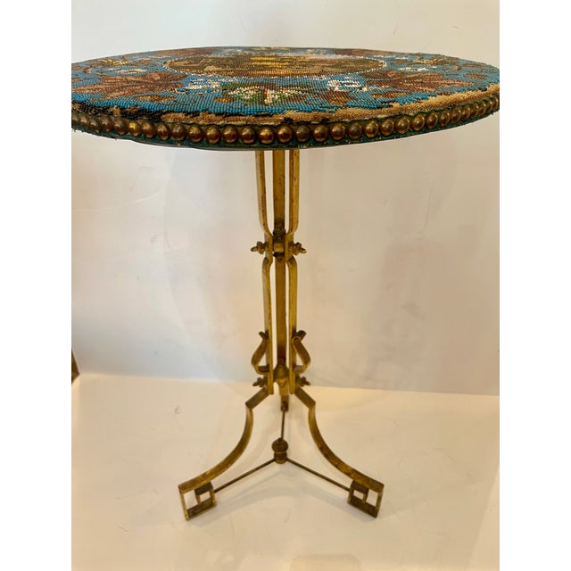 French French Beaded Top Wrought Iron Table by Maison Huret, Circa 1865 For Sale - Image 3 of 15