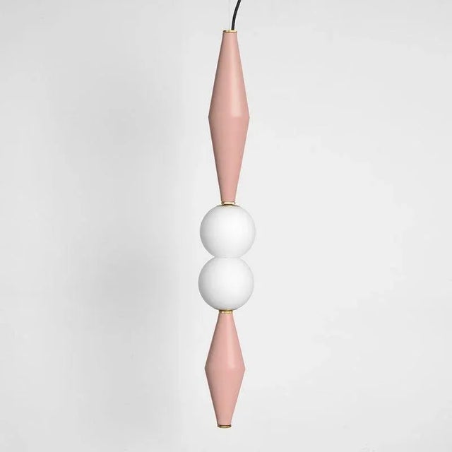 Gamma e lamp by mason editions dimensions: 12 × 12 × 37 cm materials: aluminium and blown opal white glass colours: pink,...