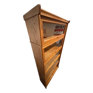 1980s Solid Oak Barrister (Lawyers) Bookcase For Sale