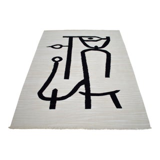 Paul Klee - Lady Apart (Dame Abseits) Inspired Silk Hand Woven Area Wall Rug - 4′3″ × 5′8″ For Sale