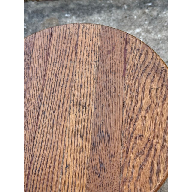 Mid 20th Century Midcentury Arts & Crafts Rustic Oak Stool For Sale - Image 5 of 8