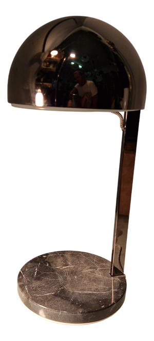 Penta Light with Black Marquinia Marble Base and Chrome Lampshade