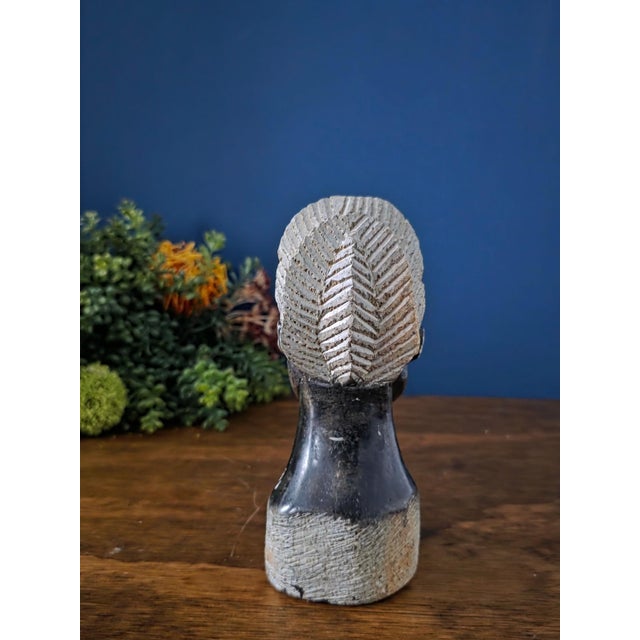 Vintage Hand Carved African Stone Bust Sculpture For Sale In New York - Image 6 of 16