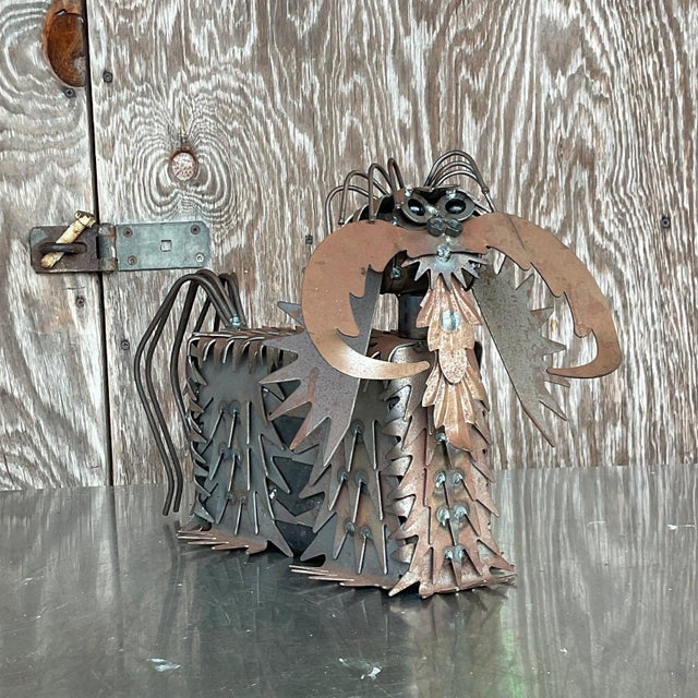 Vintage Boho Punch Cut Metal Dog Sculpture For Sale - Image 9 of 10