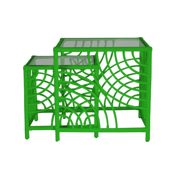 Not Yet Made - Made To Order Swirl Nesting Tables - Bright Green For Sale - Image 5 of 6