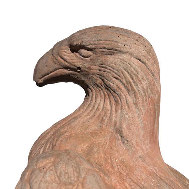 Large Terracotta Perched Eagle Garden Statue 30" Tall For Sale - Image 9 of 11