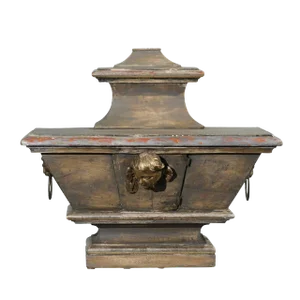 Italian 19th Century Painted and Gilded Wooden Reliquary With Angel Face