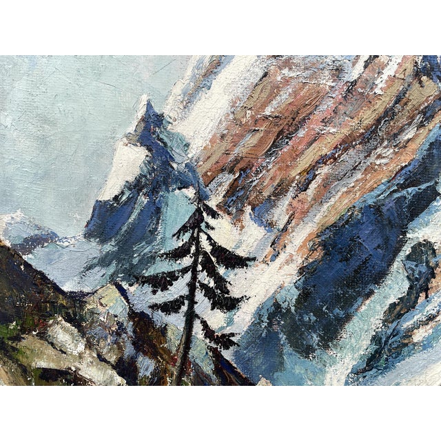 Forest Green Austrian Artist, Alpine Landscape, Oil on Panel, Mid-20th Century, Framed For Sale - Image 8 of 16