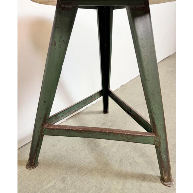 Wood Industrial Green Workshop Stool, 1960s For Sale - Image 7 of 18