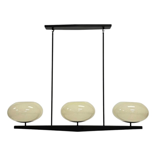 Marian Jamieson "Spyglass" Chandelier Antique Brass Shell White Glass For Sale