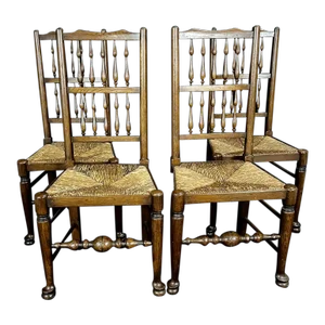 Early 19th Century Carved Oak British Dining Side Chairs -Set of 4