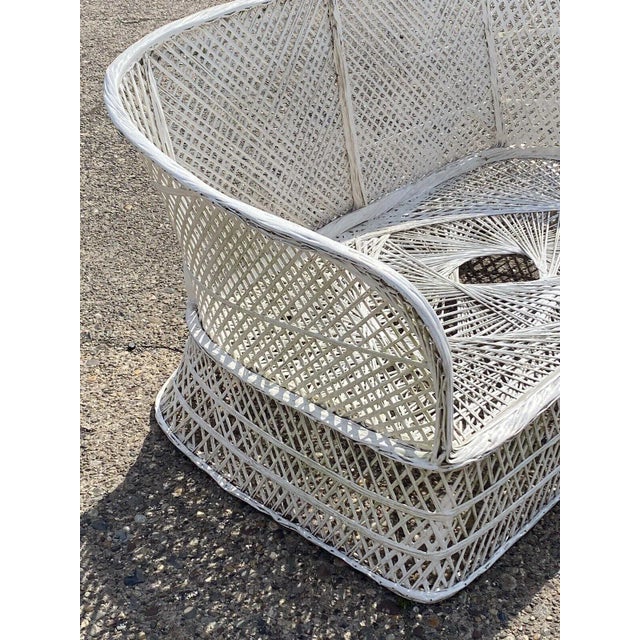 Vintage Russell Woodard Woven Spun Fiberglass White Sofa For Sale - Image 4 of 11