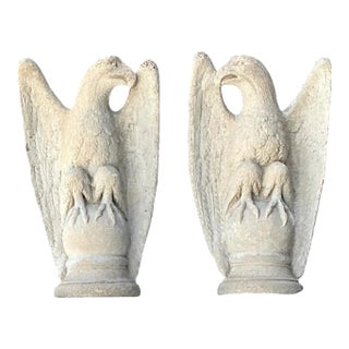 Vintage Cast Cement Eagle Statues - Pair For Sale