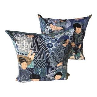 Manuel Canovas “Dara” Multi Colored Toile Pillows - a Pair For Sale