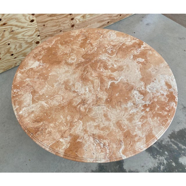 Curtis Jere Postmodern Steel Pedestal + Marble Dining Table For Sale - Image 4 of 12