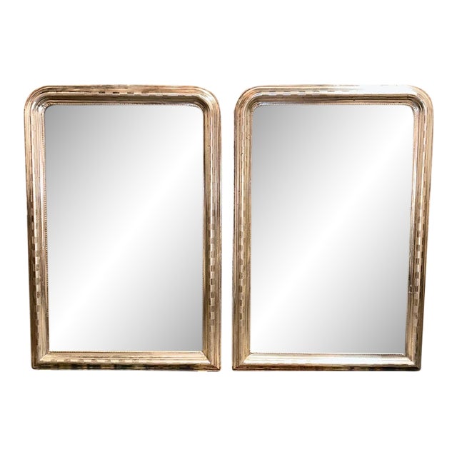 Pair of French Louis Philippe Silver Mirrors For Sale