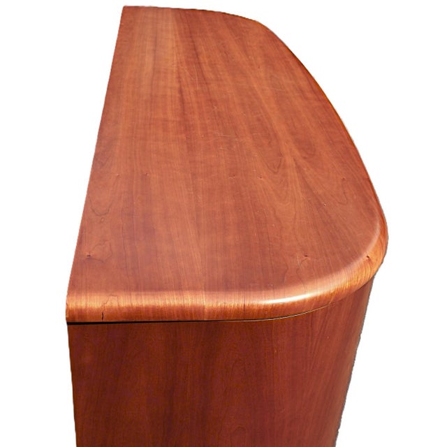 Brown 1990s Doimo Italian Modern Curved Cherry Credenza Dresser With Mirror For Sale - Image 8 of 9