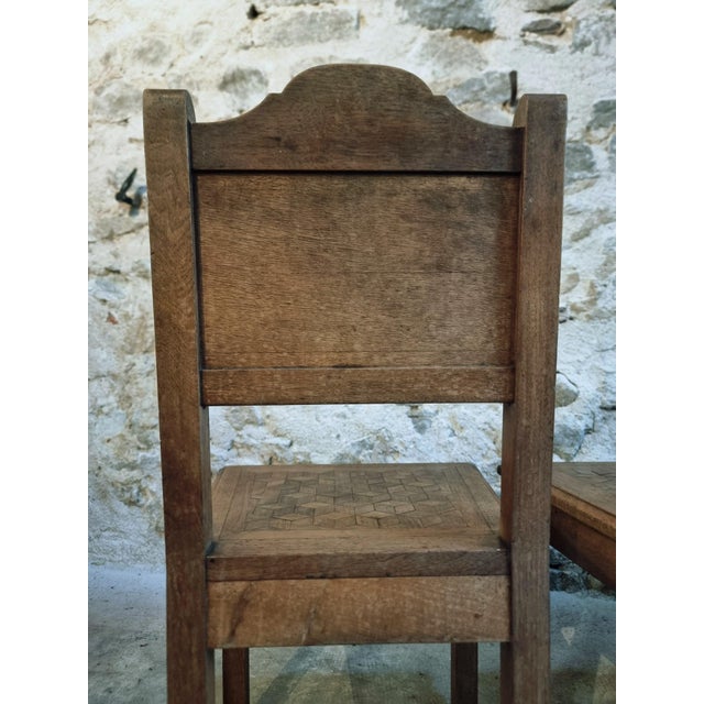 Early Art Deco Walnut Dining Chairs with Geometric Inlay, 1930, Set of 4 For Sale - Image 14 of 15