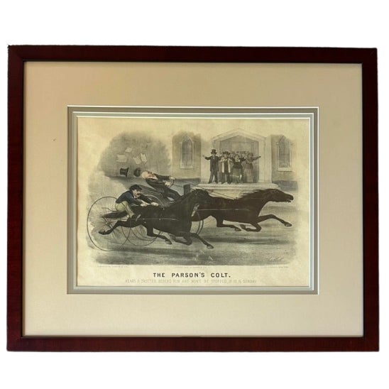 Antique Currier & Ives Framed Print “ the Parsons Colt “ For Sale
