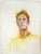 Artist's Self-Portrait in Pastel on Paper Bright yellow and ochre make up this self-portrait in chalk pastels by Michael...