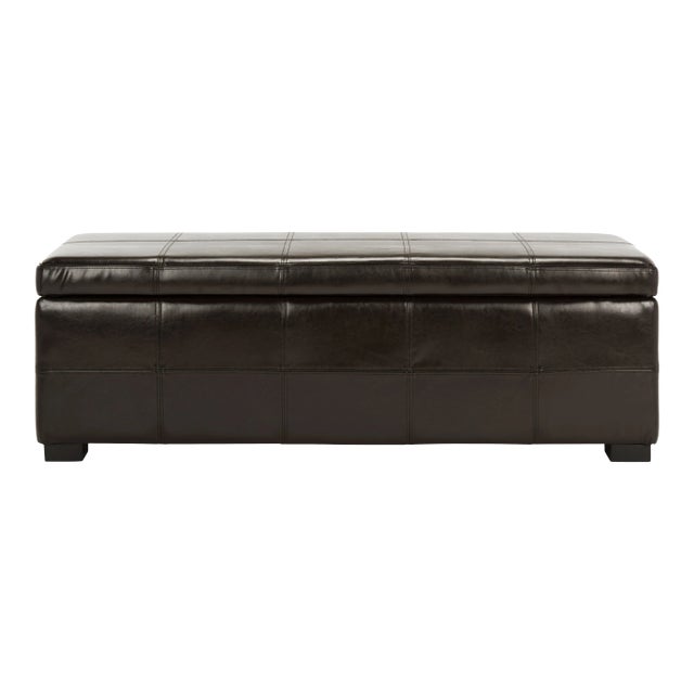 Upholstered Storage Bench Large in Brown & Black For Sale