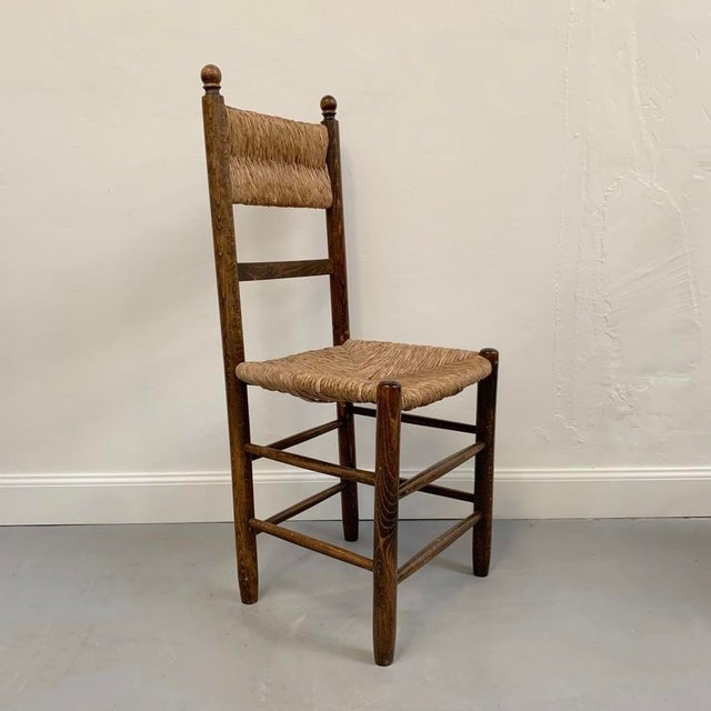 Mid-Century Oak and Straw Chairs by Charlotte Perriand, France, 1960s, Set of 6 For Sale - Image 10 of 17