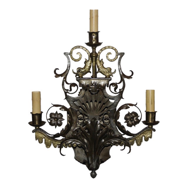 1920s Fabulous Three Arm Art Deco Sconce For Sale