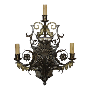 1920s Fabulous Three Arm Art Deco Sconce
