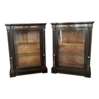 Antique Victorian Ebonised Side Cabinets, 1860, Set of 2 For Sale