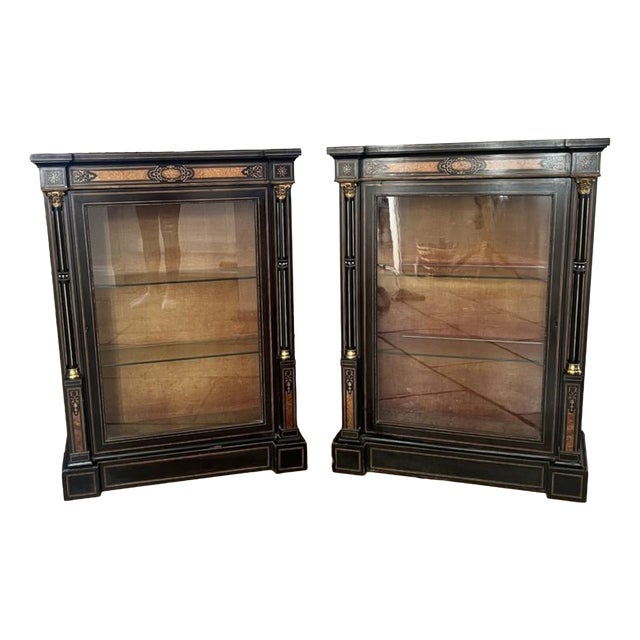 Antique Victorian Ebonised Side Cabinets, 1860, Set of 2 For Sale