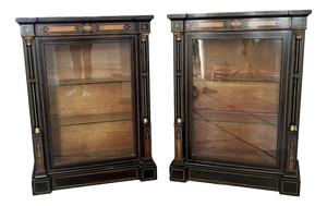 Antique Victorian Ebonised Side Cabinets, 1860, Set of 2
