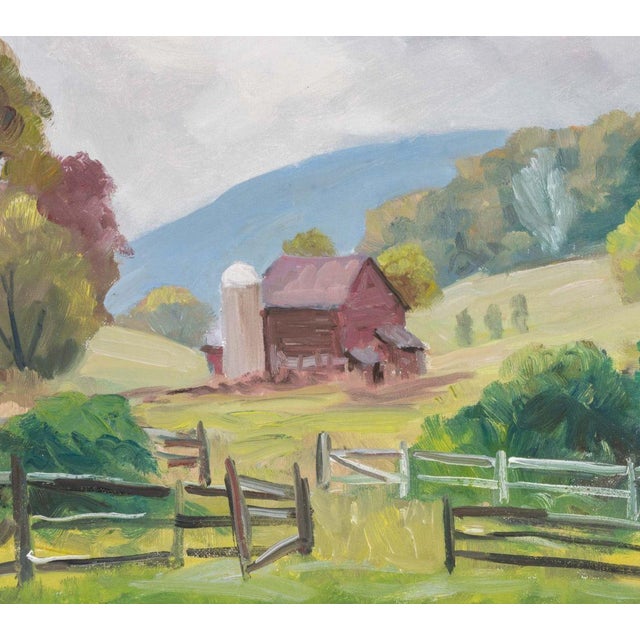 Contemporary George Holloway Red Barn Landscape Oil, 1983 For Sale - Image 3 of 9