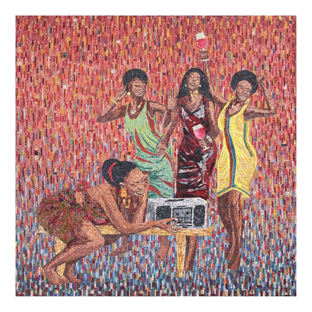 Le Danse De Moribayassa #1 - Large Original Contemporary Mixed Media Painting on Canvas by Amadou Opa Bathily For Sale