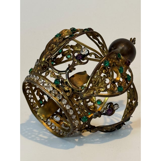 Antique French Brass Religious Crown – Late 19th Century For Sale - Image 4 of 9