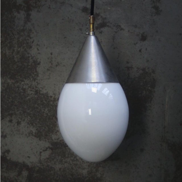 Mid-Century Modern Round Drip Shape Opaline Glass Pendant attributed to Giso, Holland, 1950s For Sale - Image 3 of 6