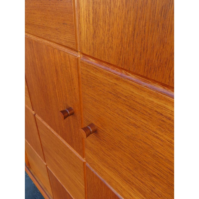 Mid Century Modern Teak Hidden Office Armoire Workstation Cabinet 6671 For Sale - Image 9 of 18