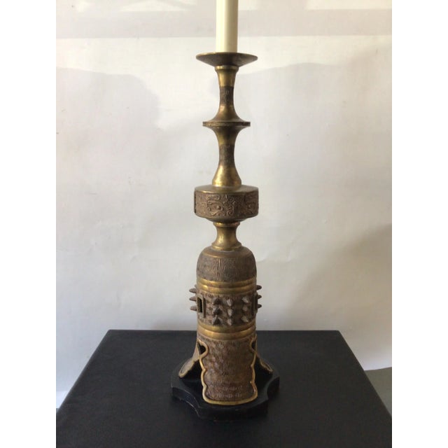 Asian 1950s Bronze Asian James Mont Style Lamps - A Pair For Sale - Image 3 of 10