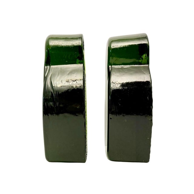 Blenko Blenko Glass Owl Bookends Pair Green Emerald Joel Myers 7” Vintage MCM 1960s M4. For Sale - Image 4 of 7