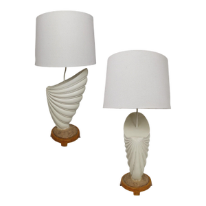 Pair of Mid-Century / Palm Beach Style Coastal Shell Table Lamps