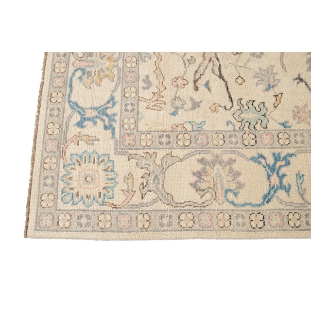 2010s New Beige Modern Oushak Square Wool Rug For Sale - Image 5 of 13