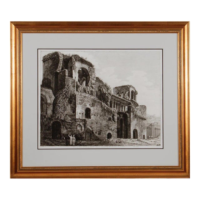 Ruins of the Roman Baths of Belisarius: A 19th C. Etching by Luigi Rossini , 1822 For Sale