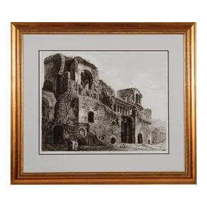 Ruins of the Roman Baths of Belisarius: A 19th C. Etching by Luigi Rossini , 1822